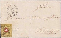 ZOFINGEN 1853 (20.MAI) nach BIRRWIL, gut geschnittene Rayon II (T.30 ...