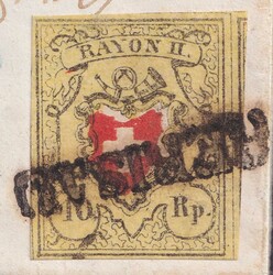 HERISAU 1854 (10.JAN) nach Eggersrieth, Rayon II T.1 D-RO mit sehr ...