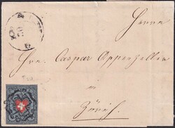 UETIKON 1850, 15II.c (grauviolettblau) Type 22 fehlerfrei auf ...