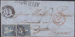 VEVEY 1865, Bahnpost-Verwendung (Grenzrayon auf zu wenig frankiertem ...