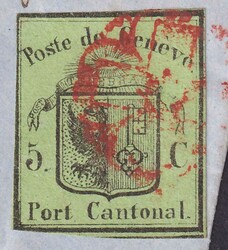 KLEINER ADLER, Nr.5 fehlerfrei auf Briefstück von GENEVE: 25.OKT ...