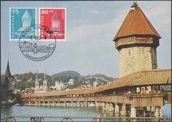 1993, Luzern (Kappelbrücke) W74+366 auf Maximum-Karte, Beide ...