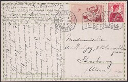 1912, Vorläufer-Karte nach Frankreich (Strasbourg, Alsace) Deutscher ...