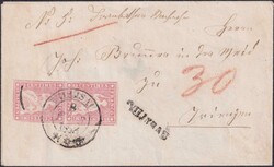 WILLISAU 1858 (8.FEB) nach Triengen, Nachnahme mit Paar-Einheit 24D ...