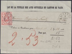 LAUSANNE 1852 (1.MARS) nach ORBE, ausgesprochen seltene ...