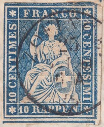 ZOFINGEN 1861 (25.OKT) nach Hendschiken, 23G (23B4) auf sehr sauberem ...