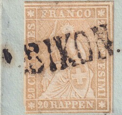 EBIKON 1863 (19.FEB) nach Grosswangen, 25G (25B4) auf Brief der ...