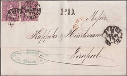ZÜRICH 16.DEC.1867 nach LIVERPOOL (GB), Nr.43 (2x) auf sauberem ...