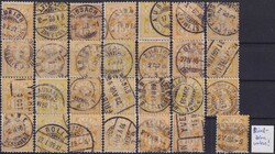 15c gelb, 63A (28 Marken) mit meist sauberen Entwertungen - besonders ...