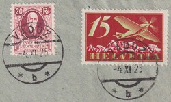 1925, "Mitläufer Schweiz mit Flugpost" mit F3 (CH) rot zusammen mit ...