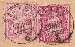 Schwyz: SATTEL: 20.JUL.1882. Mischfrankatur Nr.55 (Ziffermuster, ...