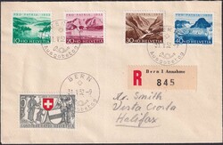 1952, B56-B60 auf Ersttagsbrief von BERN nach Halifax (US), tadellos ...