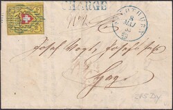 SOLOTHURN (CHARGÉ) nach HAAG, attraktiver Brief mit blauen Stempeln ...