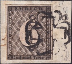 ZÜRICH 6, 2S mit schwarzer Rosette auf Briefstück (Type 68 des ...