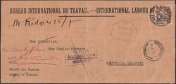 1926, Nr.5 (BIT) auf Brief von GENEVE nach Huntersville (Neuseeland) ...