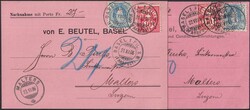 1882-1910, 13 Briefe, Dreifarben-Frankatur und illustrierte Karte von ...