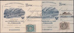 1906, BORC (Kt.Freiburg) illustrierte Quittungs-Belege von "Chocolat ...