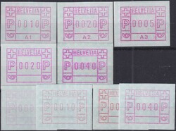 1976, A-Serie Automatenmarken, 9 Marken A1-A3 verschiedener ...
