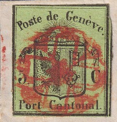 KLEINER ADLER, Nr.5 auf Briefstück von GENEVE: 31.JUIL.1847 mit AW ...