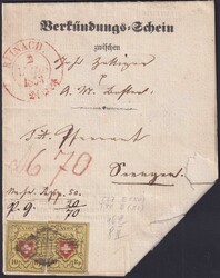 REINACH (AG, Bezirk Kulm) nach Seengen, Verbündungsschein mit 2x RII ...