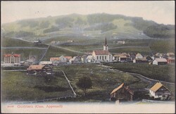 GONTEN (AR) 1920 (Aushilfsstempel) auf Karte mit Ansicht GONTEN nach ...