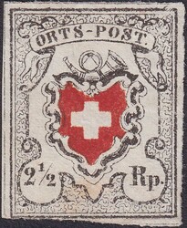 ORTS-POST (13II) Type 13 ungestempelt, Abart: 13II.2.04 (rechts oben ...