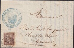 GENEVE 1875, Nr.30 auf 5Rp.-Drucksache vom TRIBUNAL DE COMMERCE ...