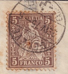 GENEVE 1875, Nr.30 auf 5Rp.-Drucksache vom TRIBUNAL DE COMMERCE ...