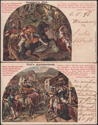 INTERLAKEN 1898, vier saubere AK's: Tell's Apfelschuss, Gessler, ...