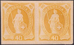 1882, 40c (gelb) im Paar (mögliche "Pariser Probe") auf eher ...