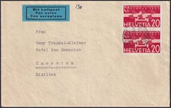 1937, SIZILIEN-FLUG mit Bahnpost-Stempel +Luftpost-Aufkleber - ...