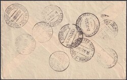 1937, SIZILIEN-FLUG mit Bahnpost-Stempel +Luftpost-Aufkleber - ...