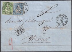 Österreich, Schüpfheim 1865 (29.NOV) nach Wien, Nr.31+34 auf ...