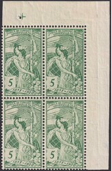 5c grün, 77B.a (hellgrün) ** postfrischer Viererblock mit ...