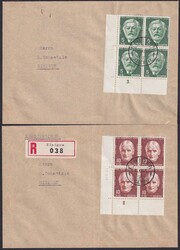 1945, J113-J116 von EINIGEN (BERN), vier Briefe mit Viererblöcken ...