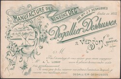 VERSOIX (pres Genève), Karte "manufacure des Bonvons "DEG" von J.F ...