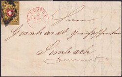 LUZERN 1852 (7.APRIL) nach Sempach, archivfrischer Beleg mit RII: T ...