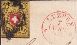 LUZERN 1852 (7.APRIL) nach Sempach, archivfrischer Beleg mit RII: T ...