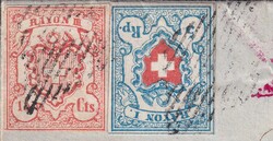 LAUSANNE 1852 (27.MARS) nach GLARUS; fehlerfreie Buntfrankatur mit ...