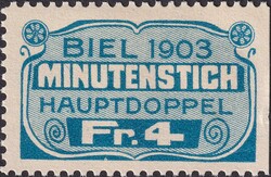 Gebührenmarke/ Vignette: BERN (BIEL 1903), 4Fr. blau (3.6cm x 2.2cm) ...