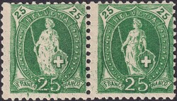 25c grün, 67A im ** postfrischen Paar, mit Plattenfehler: 67A.2 ...