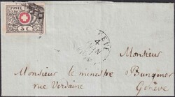 GENEVE 1851 (4.JUIN) auf Orts-Brief mit breitrandiger WAADT 5 (Nr.10) ...