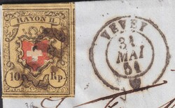 VEVEY 1851 (31.MAI) Berne, Rayon II (T.39 A2-LU, Mirabaud) mit P.D. ...
