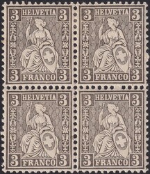 3c schwarz, Nr.29 im Viererblock (unten ** postfrisch, oben mit ...