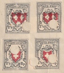 ORTS Post & Poste Locale: Vier Marken auf Probe-Abzug. ...