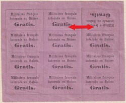 1871, Portofreiheits-Bogen (Gratis-Vignette Bourbaki-Armee) zu 12 ...
