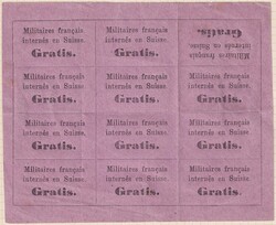 1871, Portofreiheits-Bogen (Gratis-Vignette Bourbaki-Armee) zu 12 ...