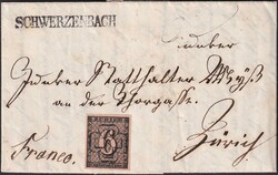 Schwerzenbach 1843 (9.MAI), 2S auf Brief nach Zürich (Ganzfälschung ...