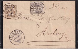 TRIMBACH 1895 nach Aarburg, 58B+59B auf Trauerbrief, mittig gefalten, ...