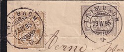 TRIMBACH 1895 nach Aarburg, 58B+59B auf Trauerbrief, mittig gefalten, ...